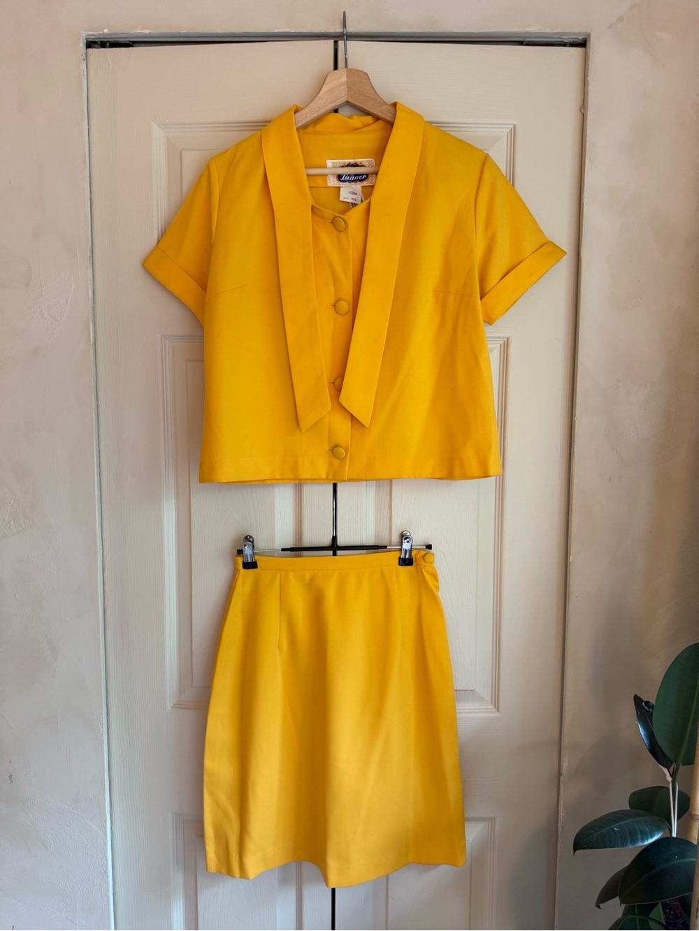 Vintage Egg Yolk Yellow Two-Piece Skirt Set